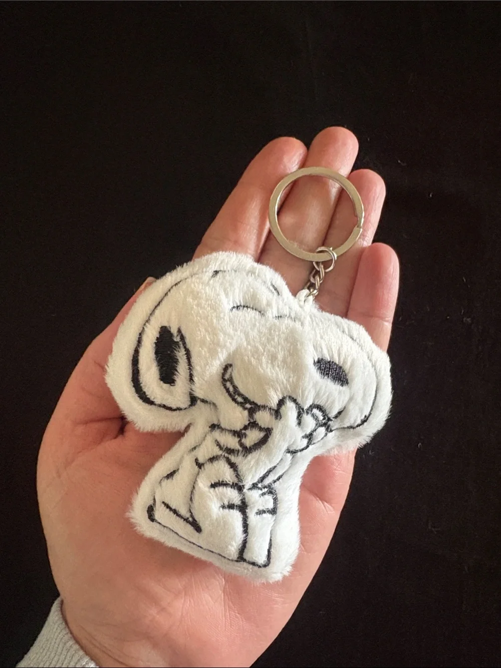 Plush Snoopy Keychain - White with Black Stitching